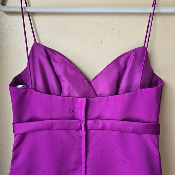Purple Satin Mini Homecoming Dress Sleeveless Party Cocktail Size 10 M NWT - Picture 3 of 12